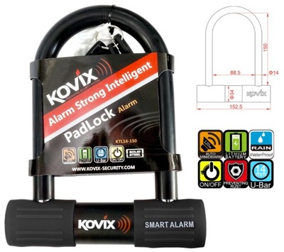 KOVIX KTL14-150 kłodka blokada z alarmem U-LOCK