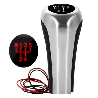 5 Speed Gear Shift Knob W/LED Red Backlight Leather Shifter Lever Ha~85714