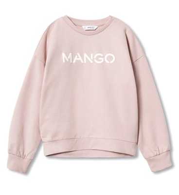 MANGO pudrowa bluza z logo