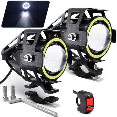 2x Halogeny motocyklowe RING LED reflektory U7