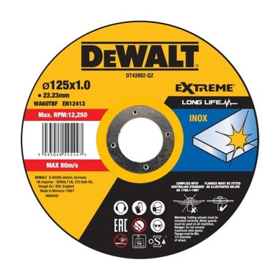 Tarcza do stali nierdzewnej INOX metalu 125mm DeWalt DT43902