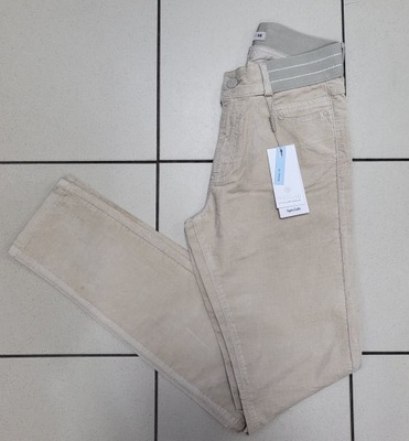 SPODNIE PARAMI ZAMSZ GUMA SKINNY BEŻOWE 32/32-48