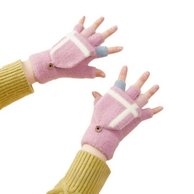 Rękawiczki zimowe do telefonu mitenki damskie / dziecięce - różowe