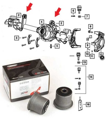 ПОДУШКА МОСТА ПЕРЕДНЕГО JEEP WRANGLER JK 06-17