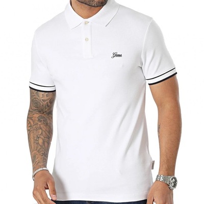 Guess koszulka polo męska biała logo bawełna M3GP66KBL51-G011 S