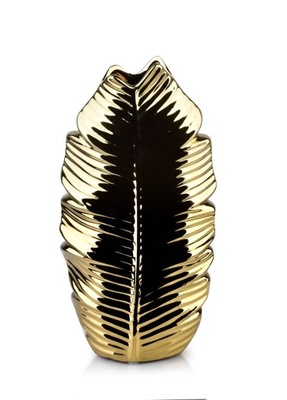 Złoty wazon dekoracyjny Liść 28,5 cm