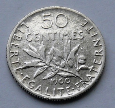 Francja - 50 centimes 1900 r. - Siewca - srebro Ag