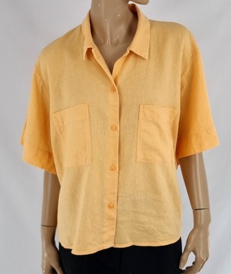 Dobber Pomarańczowa Koszula Len 38 M