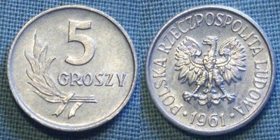 5 gr groszy 1961 stan menniczy mennicza