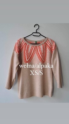 Sweter Benetton XS/S wełna/alpaka