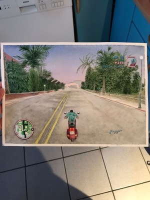 GTA Vice City - obraz akwarela