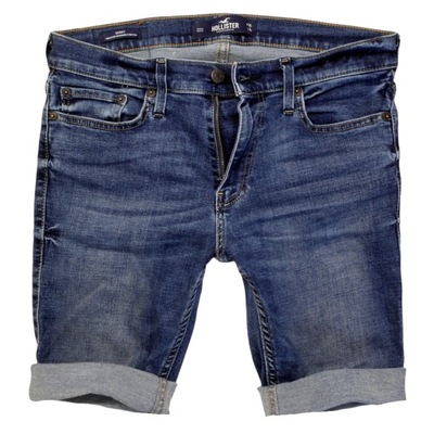 HOLLISTER _ PIĘKNE JEANSOWE SPODENKI Z LOGO _ W30