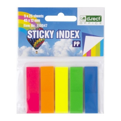 ZAKŁADKI INDEKSUJĄCE D.RECT 12X45MM PP 5X25 KARTEK