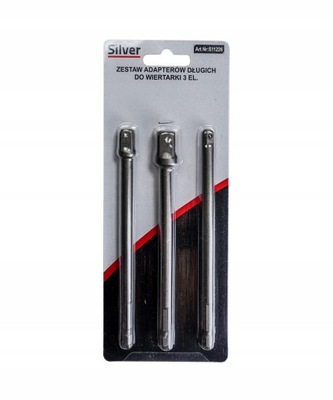 ZESTAW ADAPTERÓW DŁUGICH DO WIERTARKI 1/2,3/8,1/4'