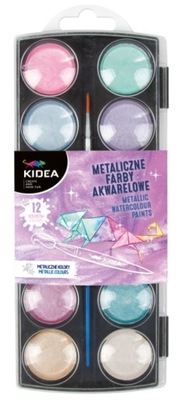 Farby akwarelowe metaliczne 12 kol Kidea