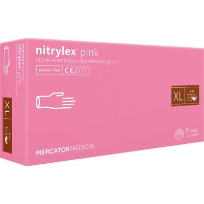 Różowe rękawice nitrylowe MERCATOR Pink XL 100 szt