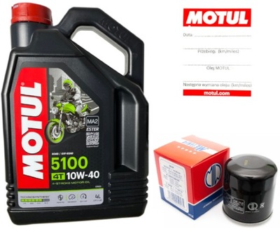 Olej MOTUL 5100 4T 10W40 Ester MA2 4L+ FILTR OLEJU