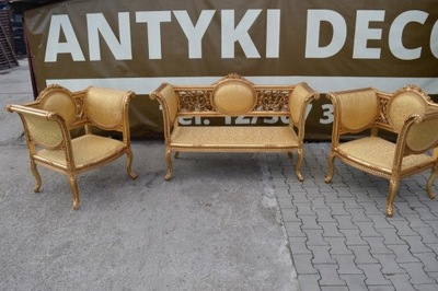 Sofa + 2 Fotele - Barokowy Komplet Mebli Salon Wypoczynek - Barok Meble