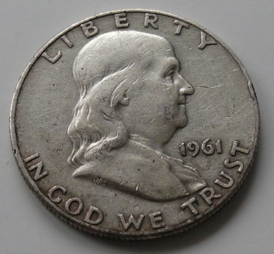 USA - 1/2 DOLARA HALF DOLLAR 1961 r. D FRANKLIN - SREBRO Ag