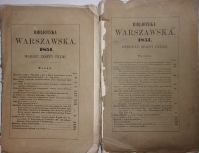 Biblioteka warszawska 1851 marzec 1851