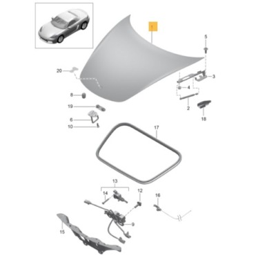 Замок капот porsche boxster 718 фото №1