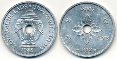 Laos 20 Cents - 1952r ... Monety
