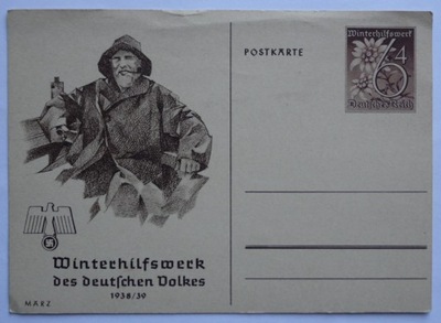 III Rzesza kartka pocztowa, WHW – Marzec 1938/1939