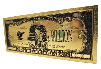Pozłacany Banknot Kolekcjonerski Billion Dolarów