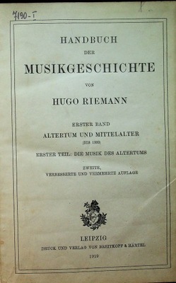 Handbuch der Musikgeschichte 1919r