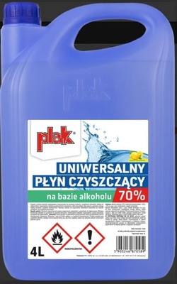 PLYN CZYSZCZACY PLAK 4LTR ALKOHOL 70%