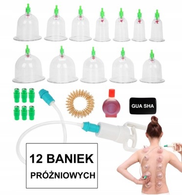 Bańki próżniowe bezogniowe 12 szt z pompką