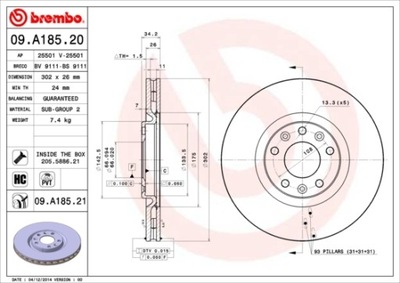 ДИСК ГАЛЬМІВНИЙ BREMBO 09.A185.21