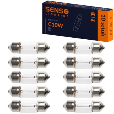 ЛАМПОЧКА SENSO C10W 12V 10W 31MM SV8.5 ТРУБКА RURKOWA X10SZTUK