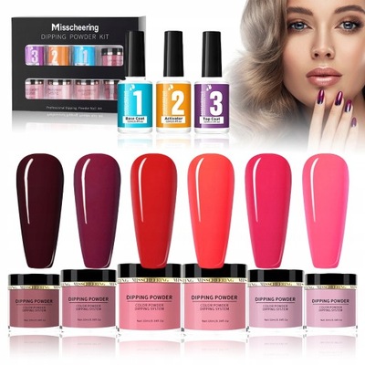 ZESTAW DO ZANURZANIA W PROSZKU DO PAZNOKCI NAIL 6 KOLORY