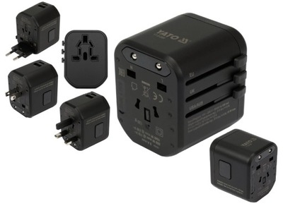 UNIWERSALNY ADAPTER PODRÓŻNY Z ŁADOWARKĄ USB AUS USA UK EU PL YT-81300