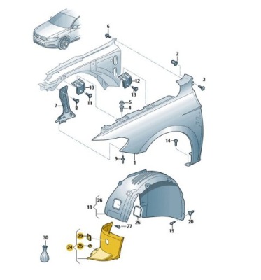 Підкрилок правий перед vw passat b8 оригінальний номер фото №1