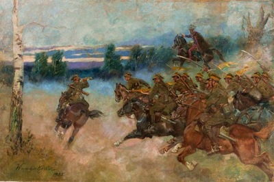W. Kossak - Szarża kawalerii - 50x30