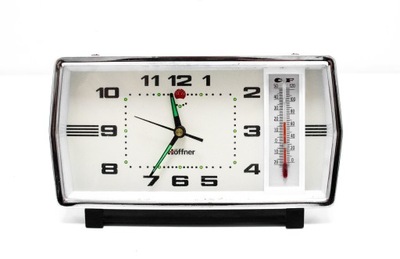 STARY ZEGAREK BUDZIK Z TERMOMETREM HOFFNER