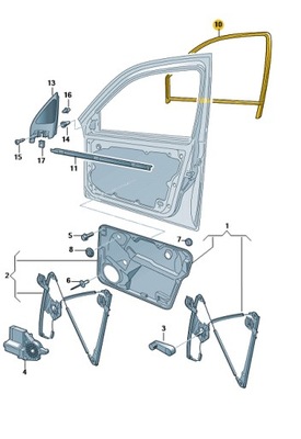 ELEMENTO-GUÍA VENTANAS PARTE DELANTERA DERECHA EXTERIOR VERSIÓN 3-DRZWI 1J3837432A GOLF 4  