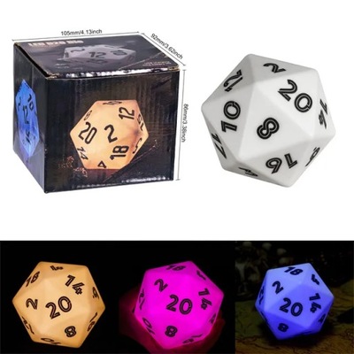 LAMPKA LED KOŚĆ DWUDZIESTOŚCIENNA KOSTKA K20 8,7 CM DUNGEONS AND DRAGONS
