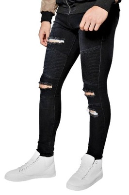 BoohooMAN czarne jeansy super skiiny W32 L32