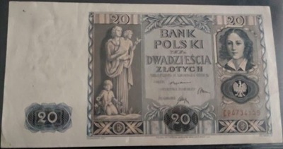 Banknot 20 zł stan dobry seria CP z 1936