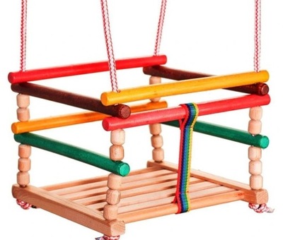 Drewniana huśtawka kolorowa dla dzieci