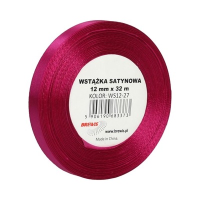 WSTĄŻKA SATYNOWA 12MM X 32M WS12-27 BREWIS CIEMNORÓŻOWY