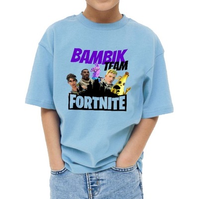 Modna Koszulka Dziecięca Błękitna BAMBIK Wzory 134