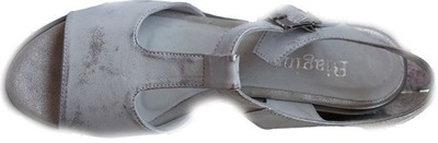 SKÓRZANE sandały srebrne Tęgośc H 45