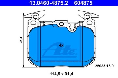 ATE 13.0460-4875.2 КОЛОДКИ ТОРМОЗНЫЕ ПЕРЕД BMW 1/2/3/4 10-