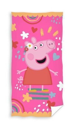 ŚWINKA PEPPA PIG Ręcznik kąpielowy plażowy bawełniany róż 70x140