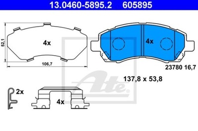 ATE 13.0460-5895.2 ZAPATAS DE FRENADO PARTE DELANTERA SUBARU IMPREZA LEGACY 1995-2000  