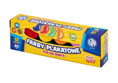 ASTRA FARBY PLAKATOWE 12 KOLORÓW 20ml